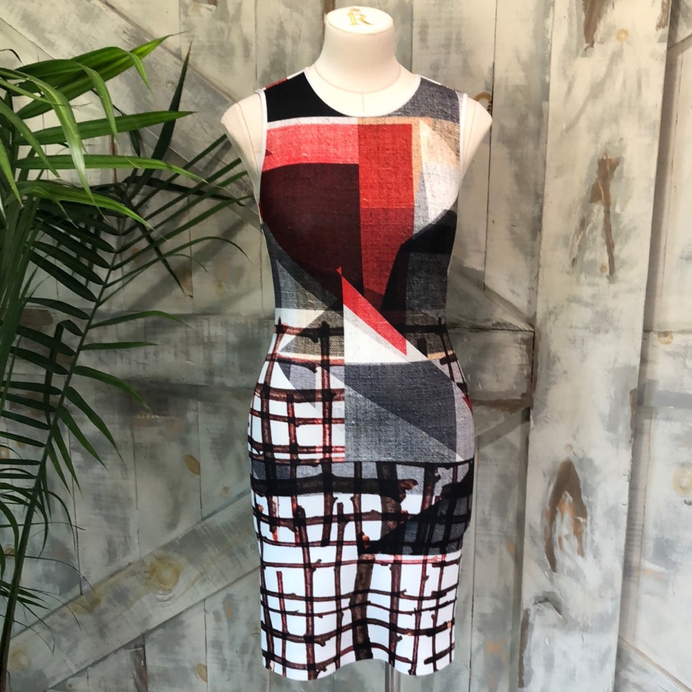 Clover Canyon neoprene plaid sheath dress